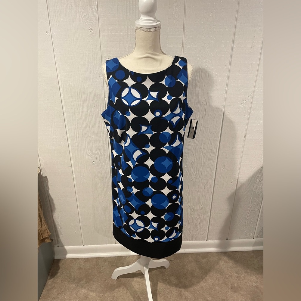 AB Studios Size 16 Blue Black and White dress